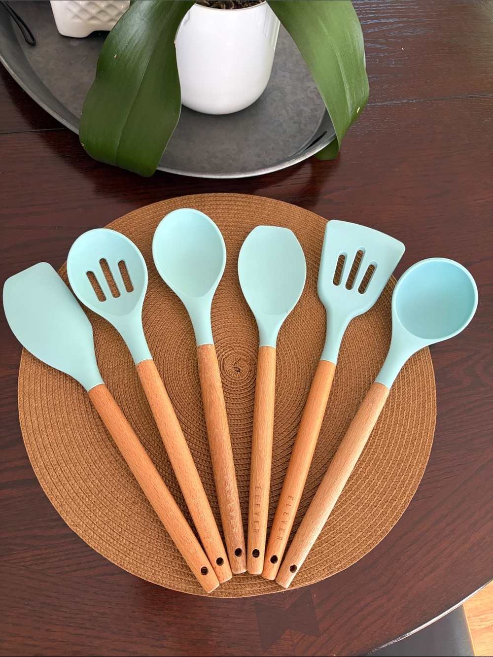 Elever Mint Silicone & Wood Kitchen Utensil Set - 6 Piece